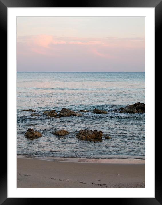 Sunset, natural pinks & blues, Greece Framed Mounted Print by DEE- Diana Cosford