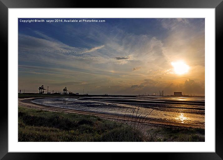 Tees Bay Sunset Framed Mounted Print by keith sayer
