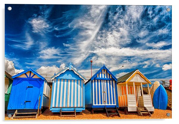 Beach huts at Southend Acrylic by Sheila Smart