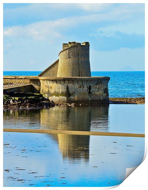 Reflective Ardrossan Watch Tower Print by Chris Archer