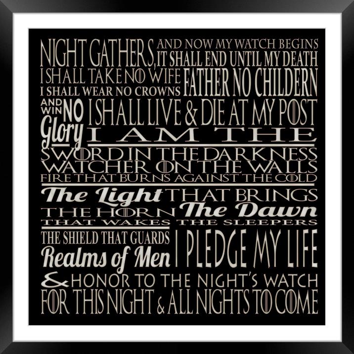 The Nights Watch Oath Canvas Framed Mounted Print by stewart oakes