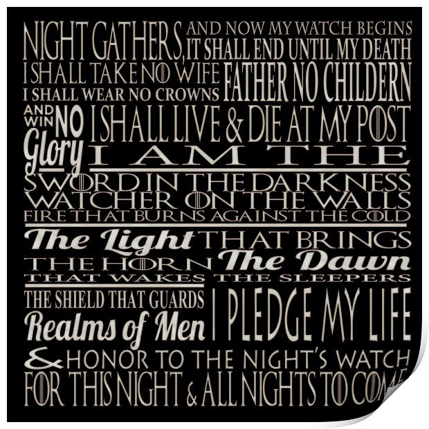 The Nights Watch Oath Canvas Print by stewart oakes
