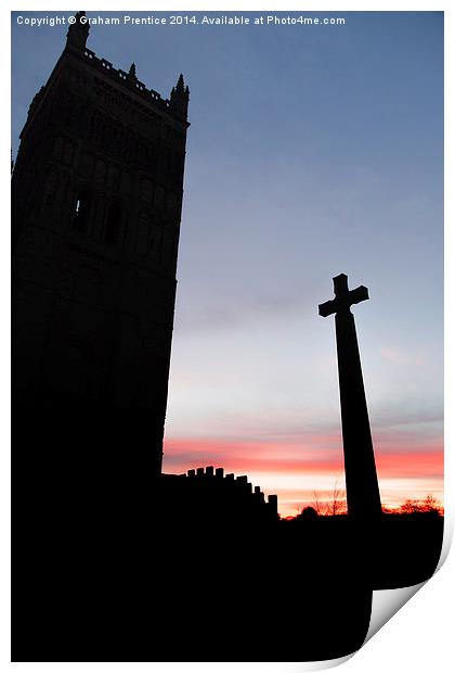Durham Cathedral and Cross Print by Graham Prentice