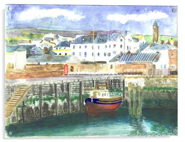 Peel Harbour, Isle of Man Acrylic by Katrina Archer
