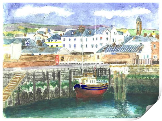 Peel Harbour, Isle of Man Print by Katrina Archer