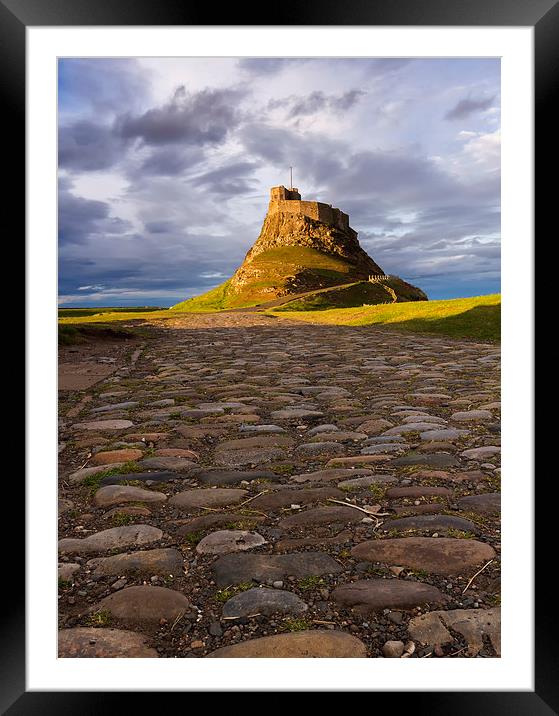 Sunset over Lindisfarne priory Framed Mounted Print by Richard Armstrong