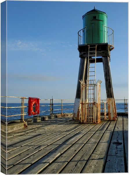 Whitby Pier Lighthouse Canvas Print by Stephen Wakefield