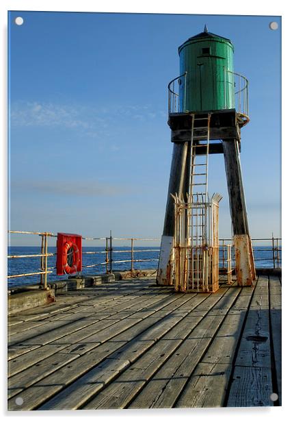 Whitby Pier Lighthouse Acrylic by Stephen Wakefield