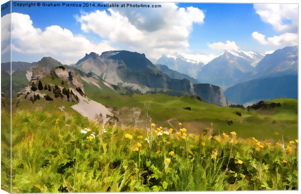Swiss Mountain Landscape Canvas Print by Graham Prentice
