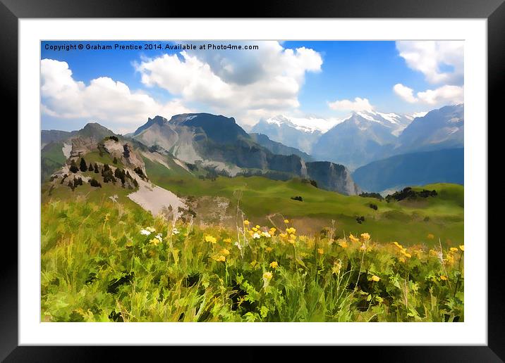 Swiss Mountain Landscape Framed Mounted Print by Graham Prentice