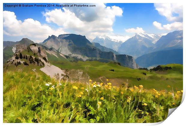 Swiss Mountain Landscape Print by Graham Prentice