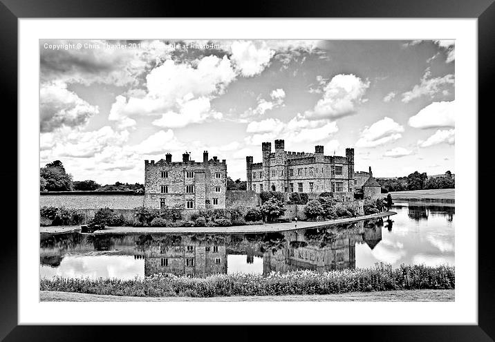 Leeds Castle Black and White Framed Mounted Print by Chris Thaxter