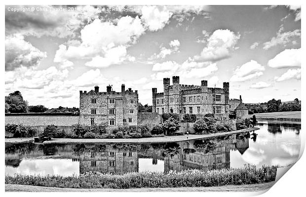 Leeds Castle Black and White Print by Chris Thaxter