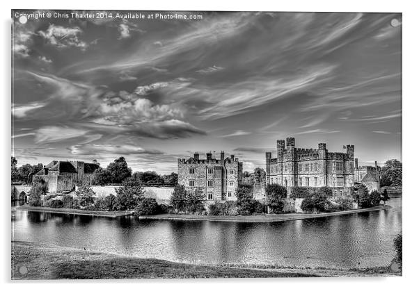 Leeds Castle Black and White 3 Acrylic by Chris Thaxter