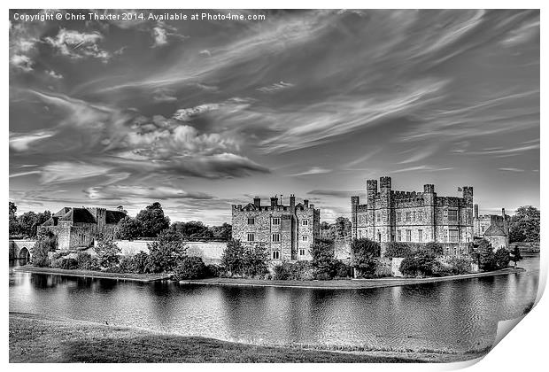 Leeds Castle Black and White 3 Print by Chris Thaxter