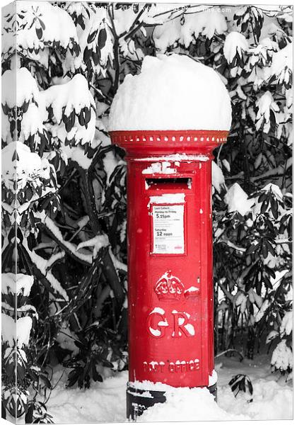 Red Pillarbox in Snow Canvas Print by Graham Prentice