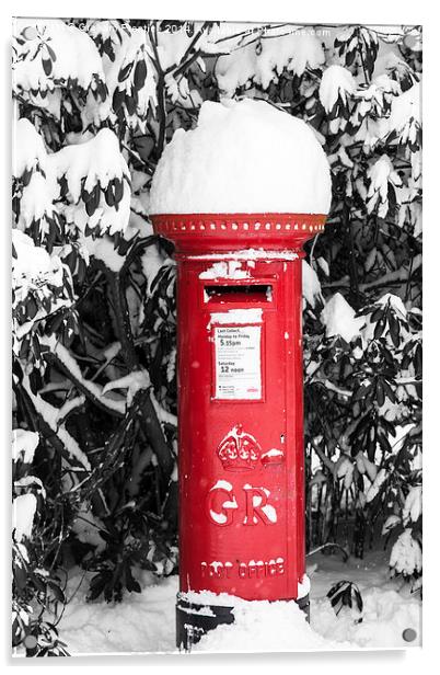Red Pillarbox in Snow Acrylic by Graham Prentice