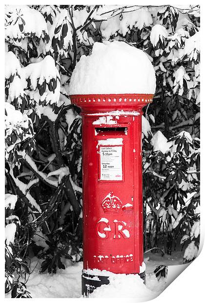 Red Pillarbox in Snow Print by Graham Prentice