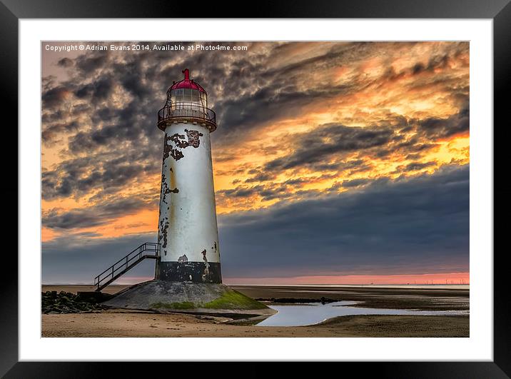 Sunset Lighthouse Framed Mounted Print by Adrian Evans