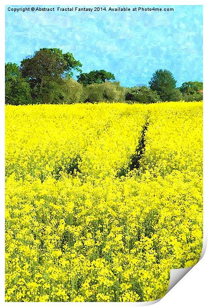 Rape Seed Field watercolour Print by Abstract  Fractal Fantasy