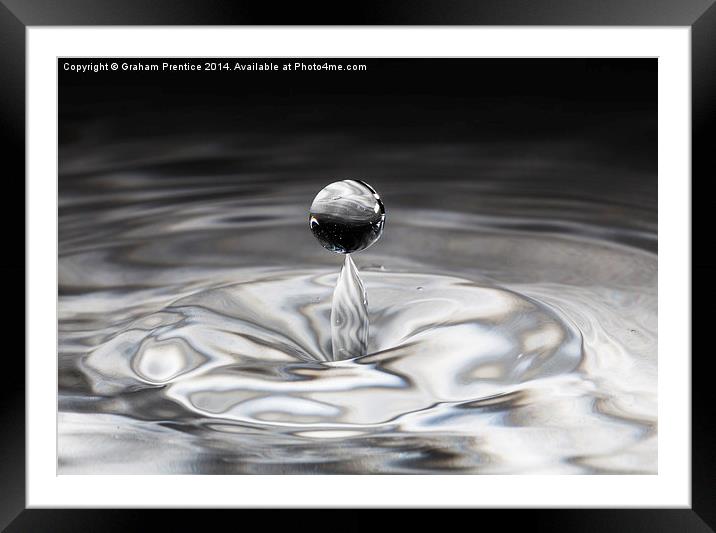Balanced Water Droplet Framed Mounted Print by Graham Prentice