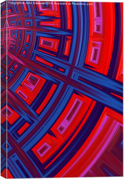 Abstract in Red and Blue Canvas Print by John Edwards