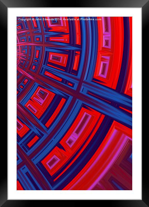 Abstract in Red and Blue Framed Mounted Print by John Edwards