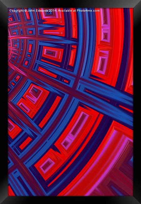 Abstract in Red and Blue Framed Print by John Edwards