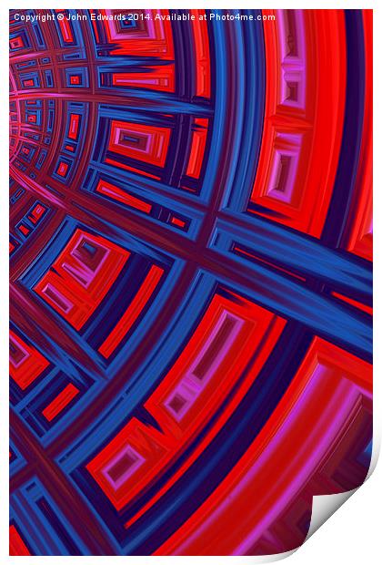 Abstract in Red and Blue Print by John Edwards