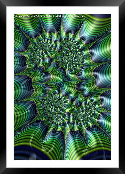 Abstract in Green and Blue Framed Mounted Print by John Edwards