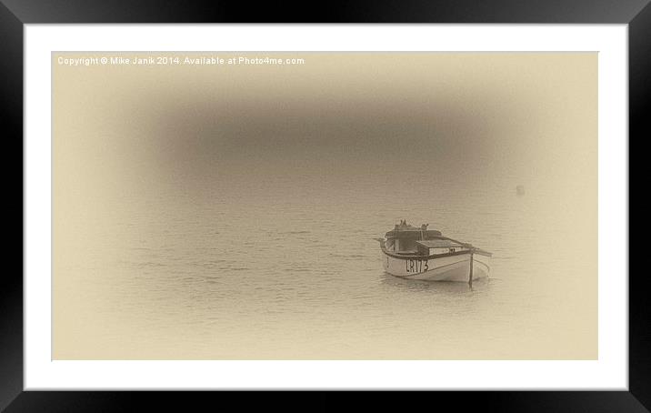 Misty Boat Framed Mounted Print by Mike Janik