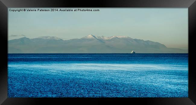 Snow Topped Arran Framed Print by Valerie Paterson