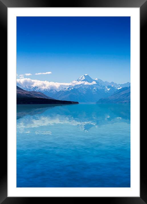 Mount Cook reflected in Lake Pukaki Framed Mounted Print by Sheila Smart