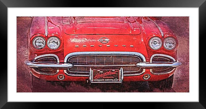 Vintage Red Vette Framed Mounted Print by Judy Hall-Folde