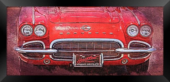 Vintage Red Vette Framed Print by Judy Hall-Folde
