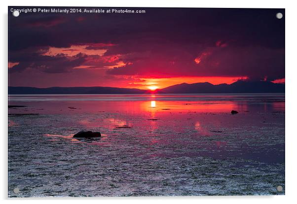 Arran Sunset Acrylic by Peter Mclardy