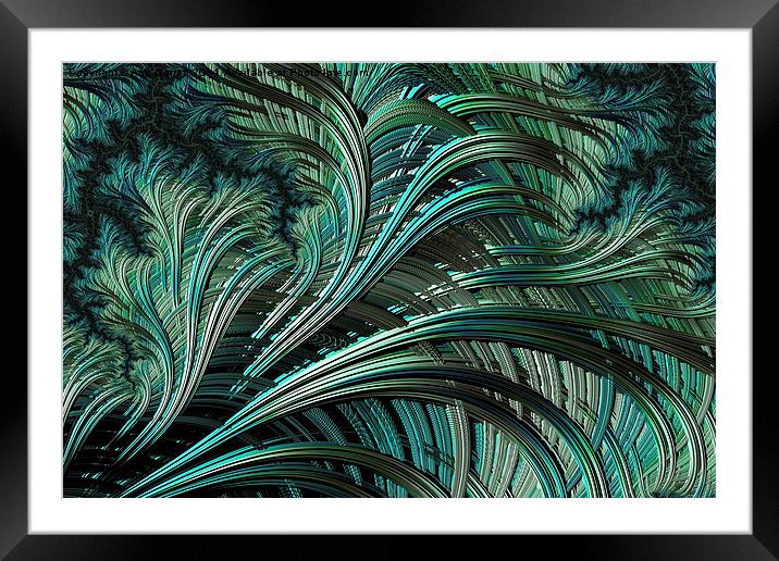 Green Palm - A Fractal Abstract Framed Mounted Print by Ann Garrett