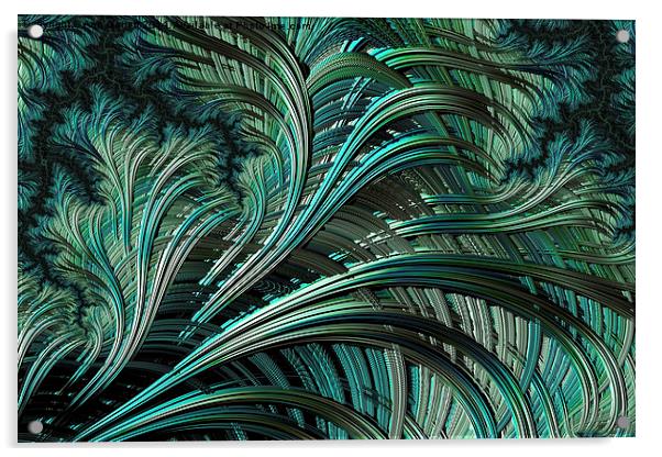 Green Palm - A Fractal Abstract Acrylic by Ann Garrett