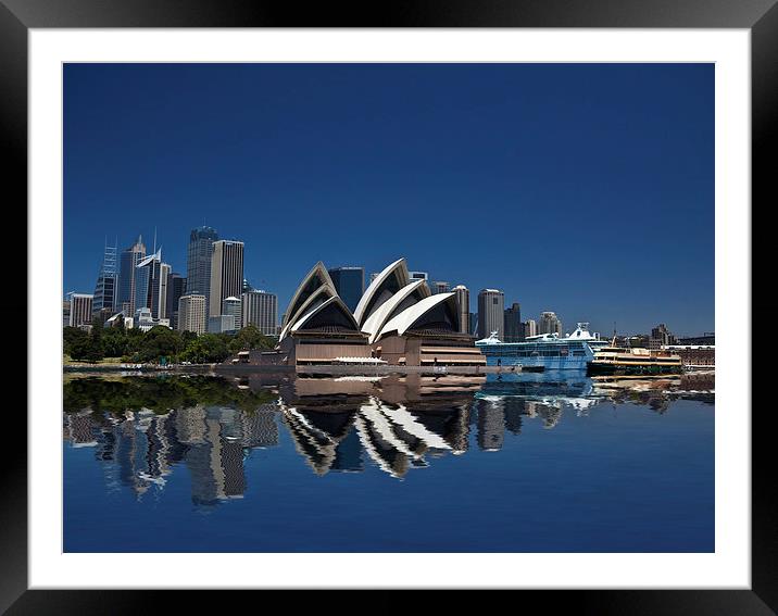 Sydney Harbour with Opera House Framed Mounted Print by Sheila Smart