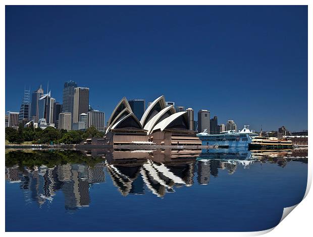 Sydney Harbour with Opera House Print by Sheila Smart