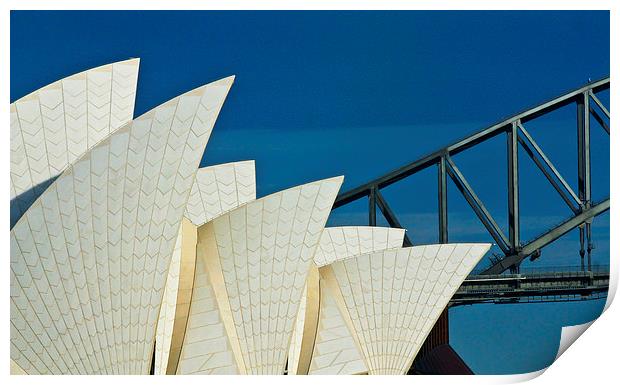 Sydney Opera House with bridge backdrop Print by Sheila Smart