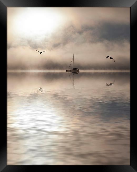 Boat in mist in Bay of Islands Framed Print by Sheila Smart