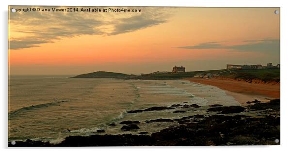 Fistral Beach sunset Acrylic by Diana Mower