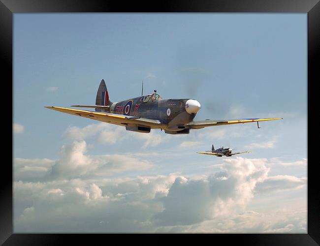 Spitfire - Twos Company Framed Print by Pat Speirs