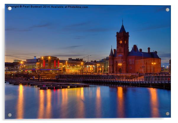 Wales Cardiff Bay Waterfront Acrylic by Pearl Bucknall