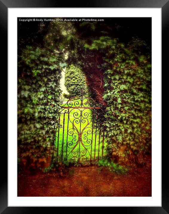 Gate in Hedge Framed Mounted Print by Andy Huntley