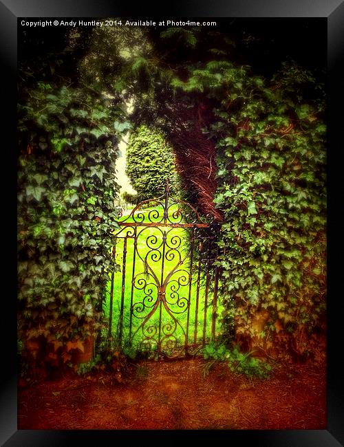 Gate in Hedge Framed Print by Andy Huntley