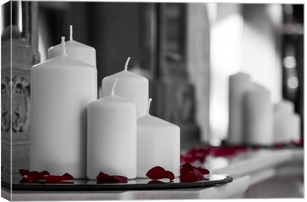 Candles on Mantlepeice Canvas Print by Keith Thorburn EFIAP/b