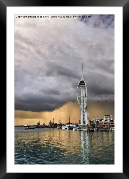 Spinnaker Tower Storm - 1 Framed Mounted Print by Sharpimage NET