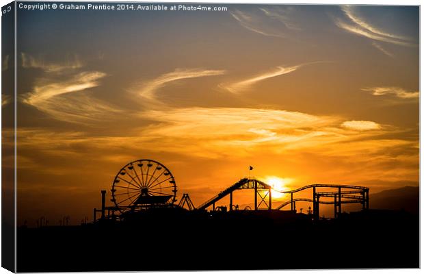 Sunset at Santa Monica Pier Canvas Print by Graham Prentice